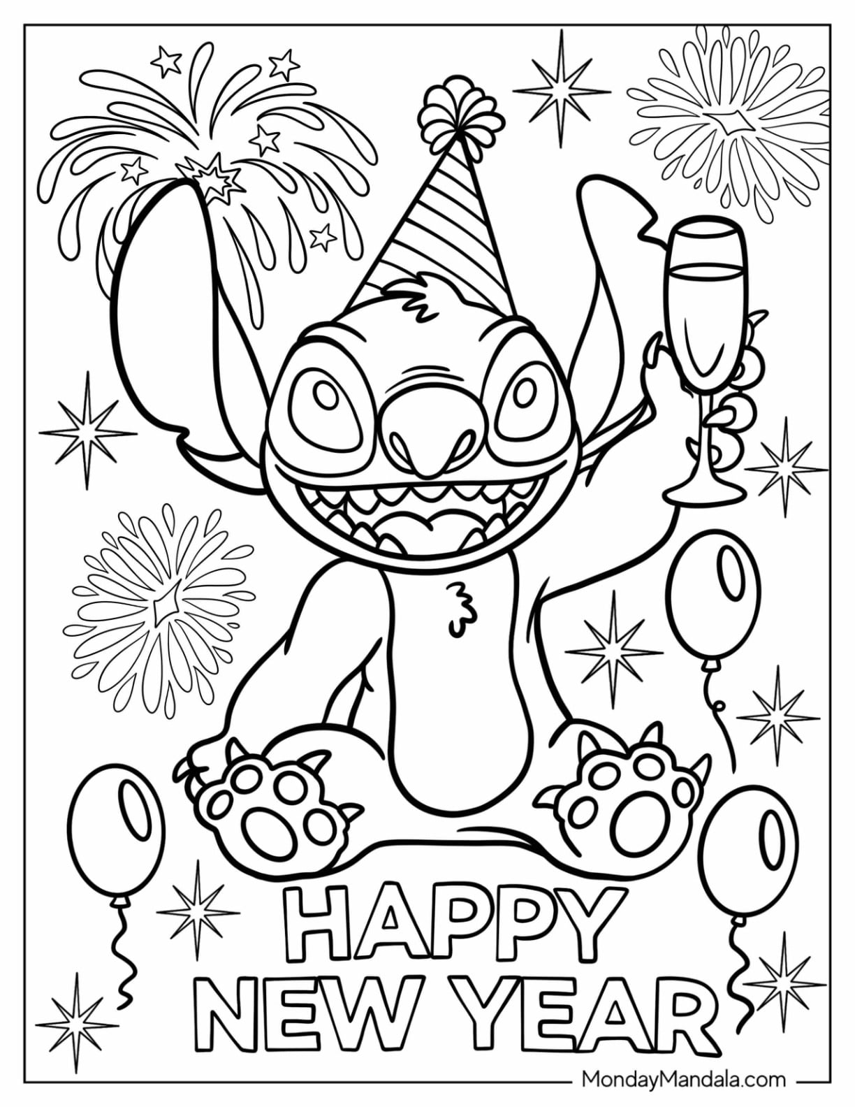 32 new year coloring pages (free pdf printables)